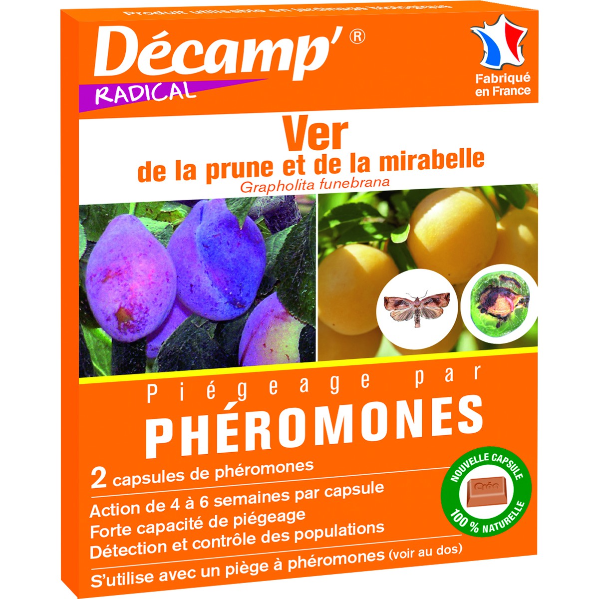 Décamp  Pheromone Contre Le Ver De La Prune et De La Mirabelle Sachet 2 Capsules  2 CAPSULES