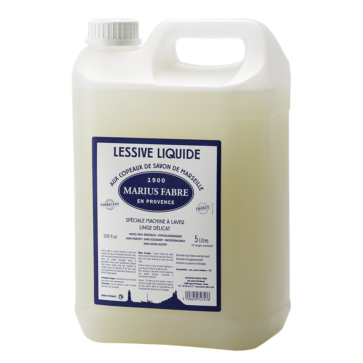 Marius Fabre  Lessive liquide aux copeaux de Savon de Marseille 5L LAVOIR  5L