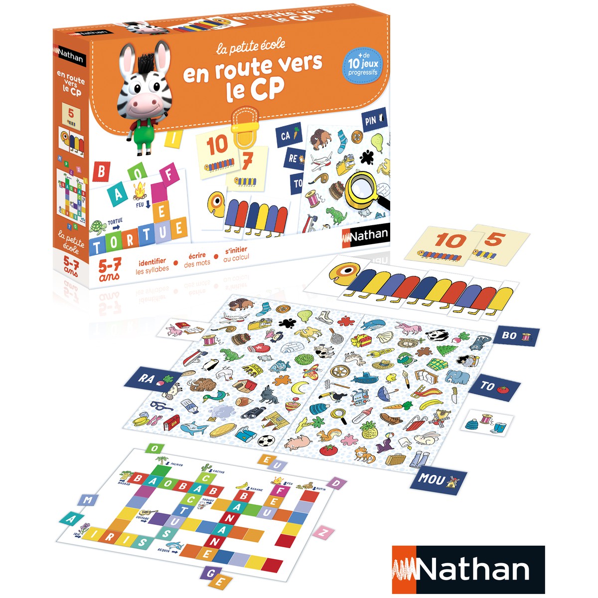 Nathan – La Petite École – Premières Lectures – Jeu Éducatif Pour Composer Des Mots – Apprendre à Lire – Dès 4 Ans – Coffret De 20 Cartes