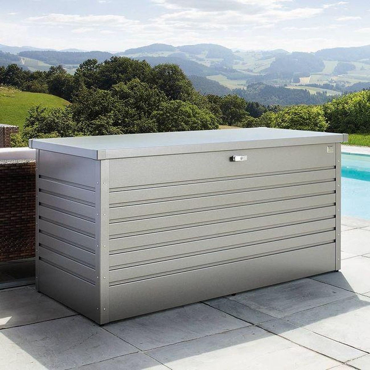 Biohort Coffre de Jardin Coffre de jardin 200cm gris quartz metallique  201x79x83cm