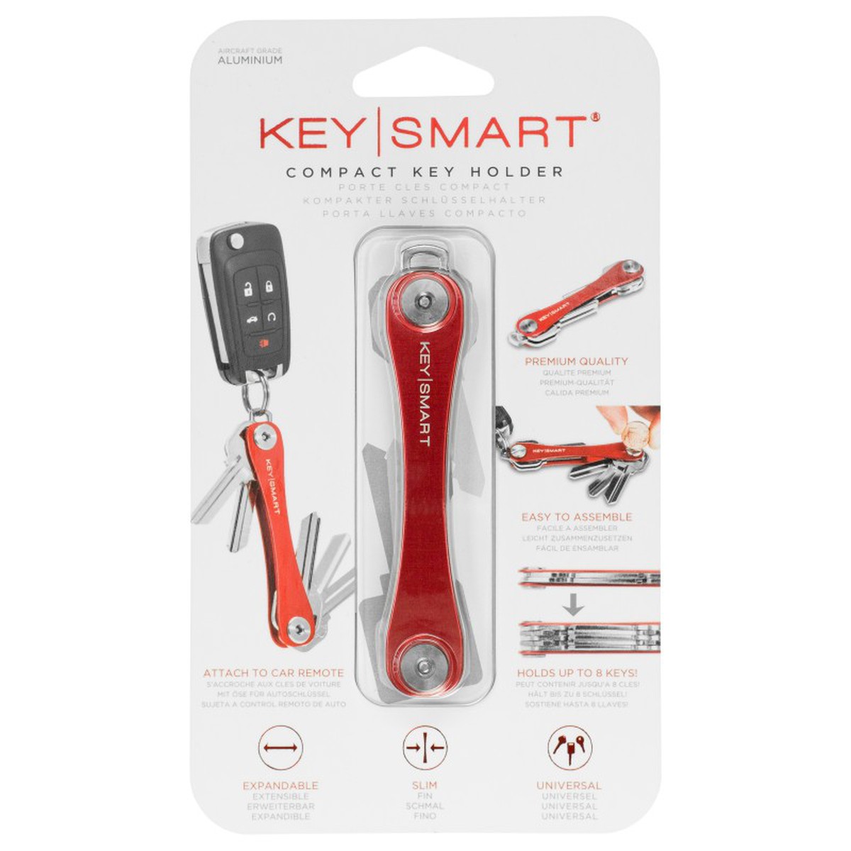  KeySmart KeySmart métal classique Rouge fraise 1.5cm x 9cm x 2cm