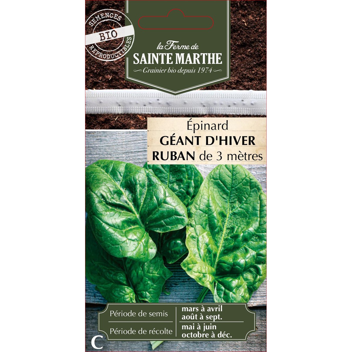 Ferme de Sainte Marthe  Épinard Géant D'Hiver  nbr de graines 200