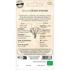 Ferme de Sainte Marthe  Épinard Géant D'Hiver  nbr de graines 200