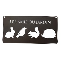 Louis Moulin  Pancarte décorative métal Les amis du jardin 25,5 x 12,5 cm fer vieilli Brun rouille 25.5x12.5cm